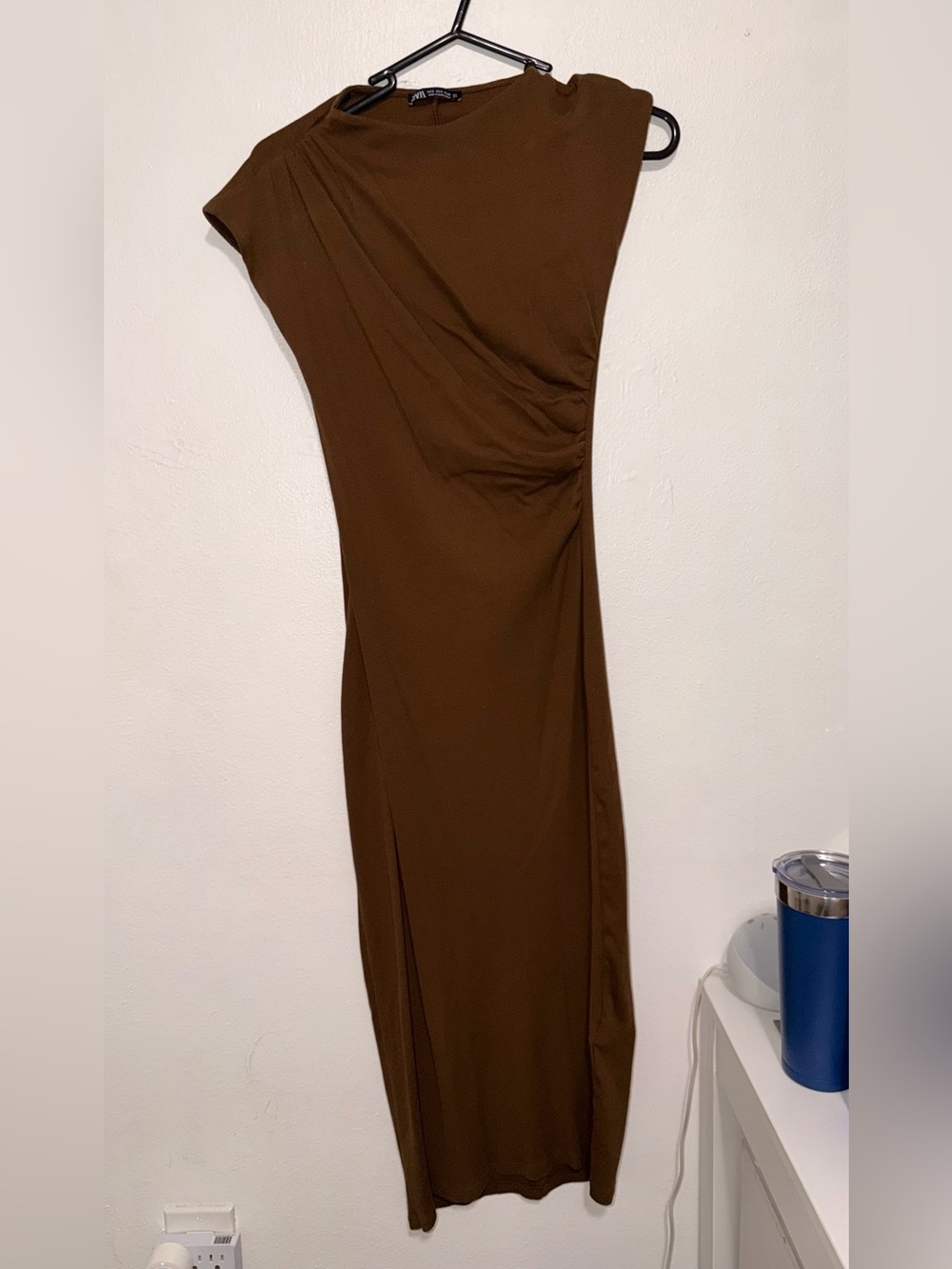 Zara Brown Ribbed Knit Top